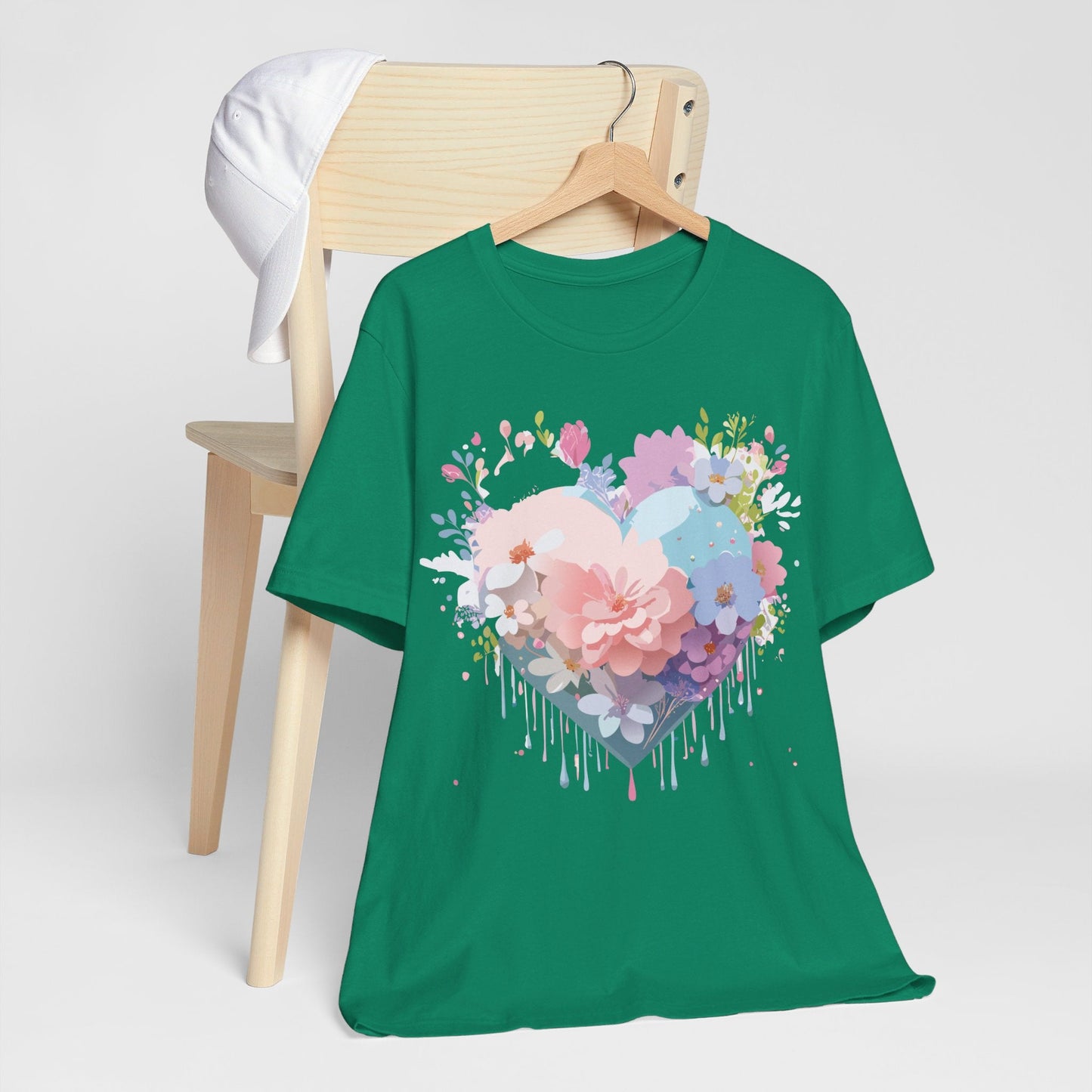 Valentine Day Graphic Unisex 100 Cotton Vintage Artwork with Love and Flower Design Tee 32