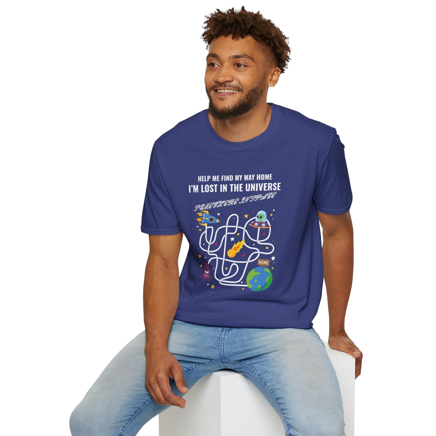 Lost in the Universe Maze TShirt Unisex Cotton Funny Space Puzzle Tee