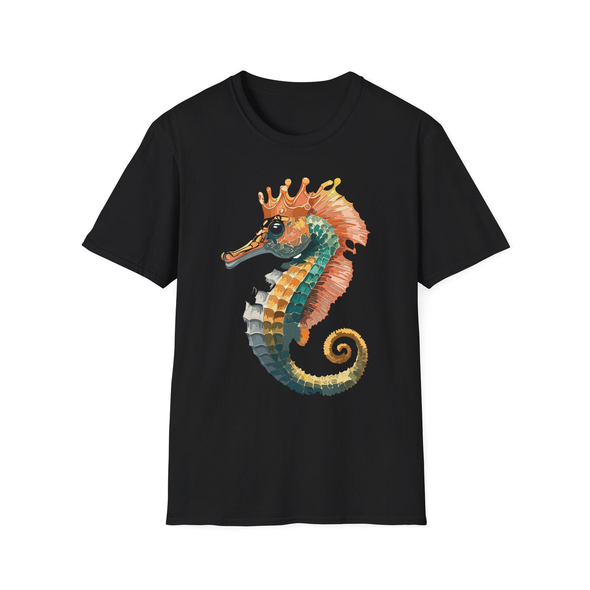 Watercolor Seahorse Crown T-Shirt | Colorful Ocean Art