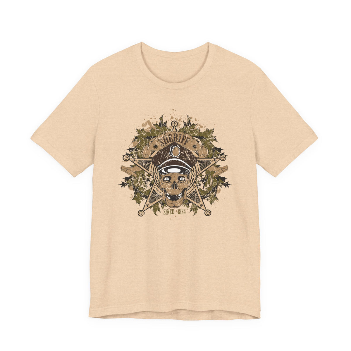 Skull and Crossbones Floral Emblem T-Shirt Nautical Pirate Unisex Cotton Tee Art-45