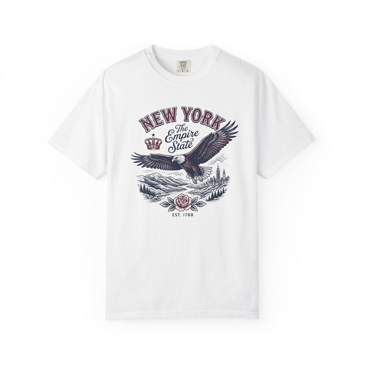 New York Empire State Eagle Vintage Travel Tourist Graphic Gift Tee Unisex 100 Cotton Comfort Colors T-Shirt