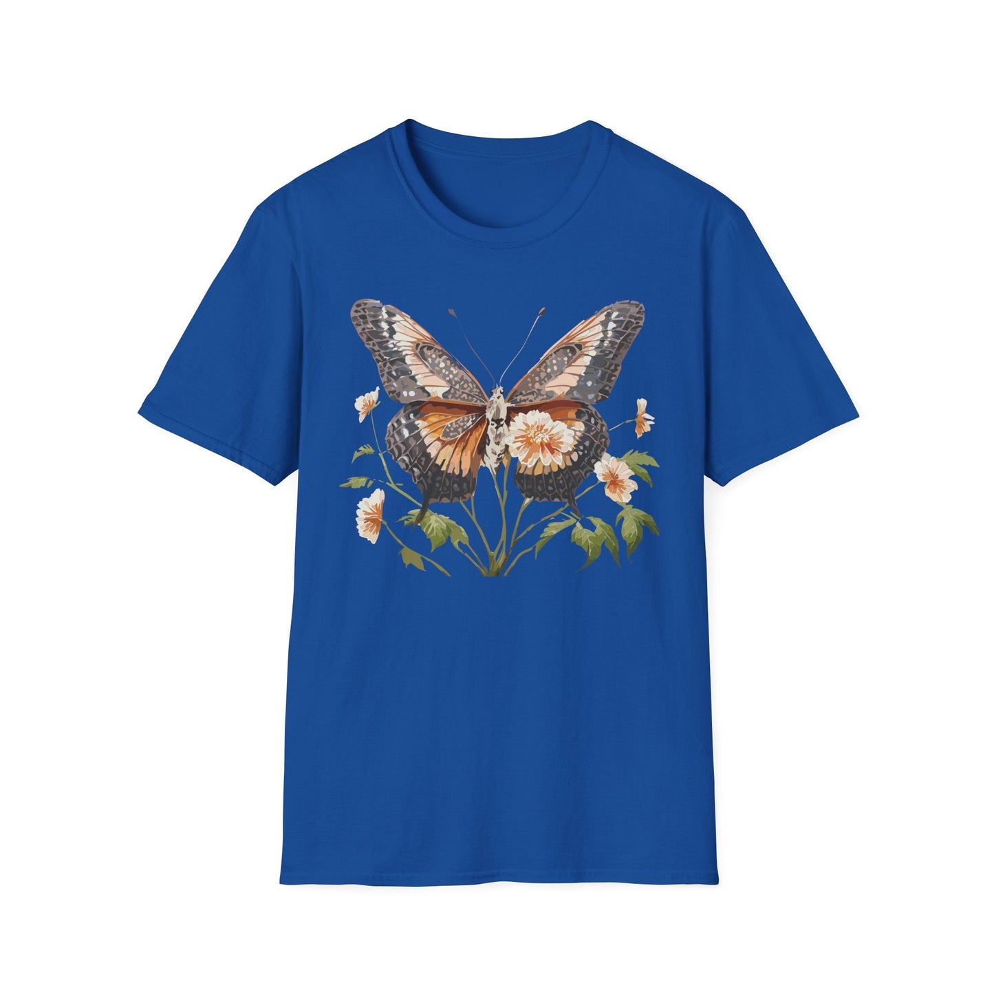 Butterfly T Shirt Unisex Softstyle Gildan 64000 Cotton Tee Monarch Print Comfort