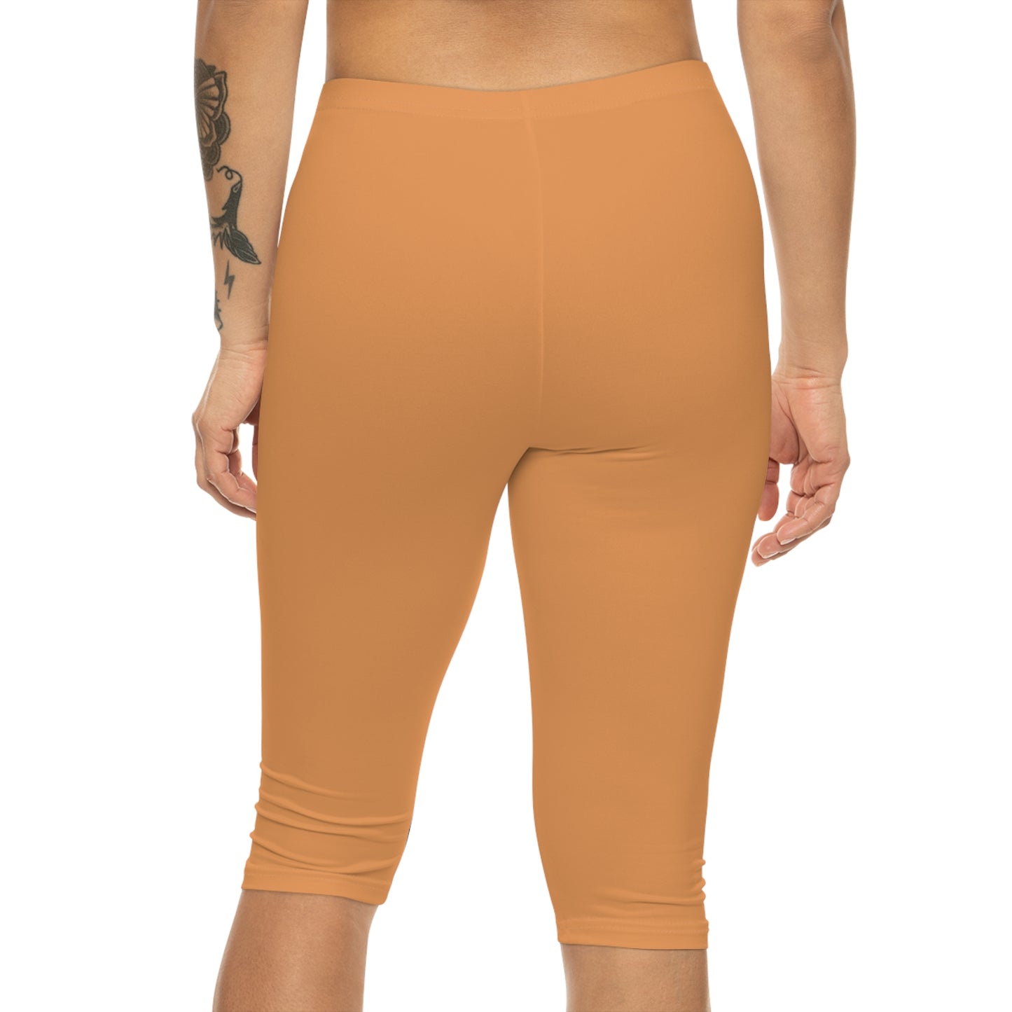 Sandy Gold Color Women's Brushed Suede Poly Span Casual Capri Leggings XS-2XL
