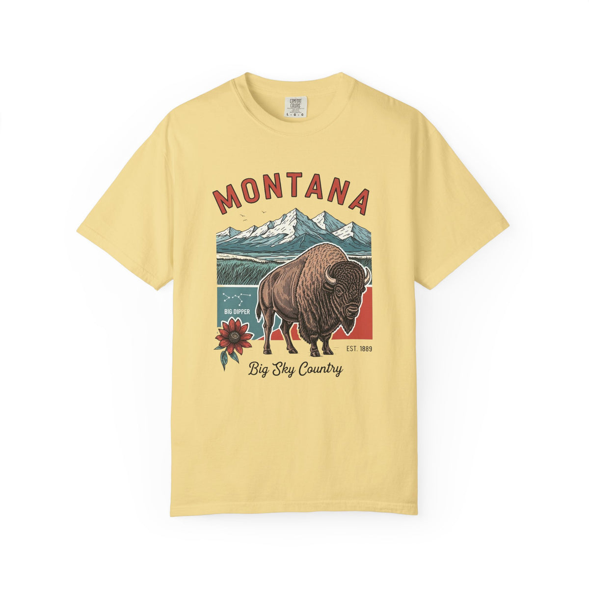 Montana Graphic Unisex Heavyweight Garment-Dyed Travel Tourist Graphic Gift Tee 100 Cotton Comfort Colors T-Shirt