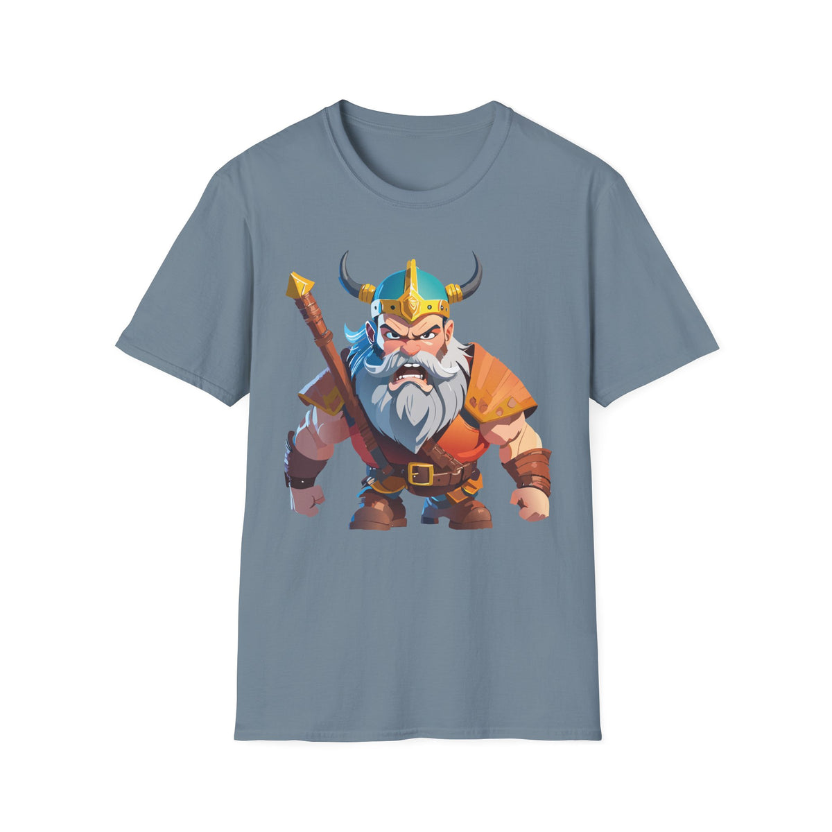 Angry Viking Warrior T-Shirt | Cartoon Norse Helmet Axe