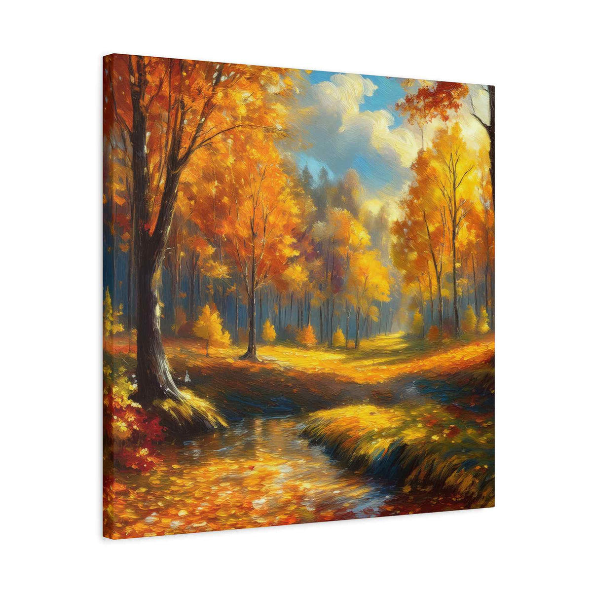 Fall Forest Print Canvas, Oil Paint Print 20x20, 24x24, 30x30, 32x32, 36x36 Art Design Canvas Pine-Wood Inner Frame MC-103