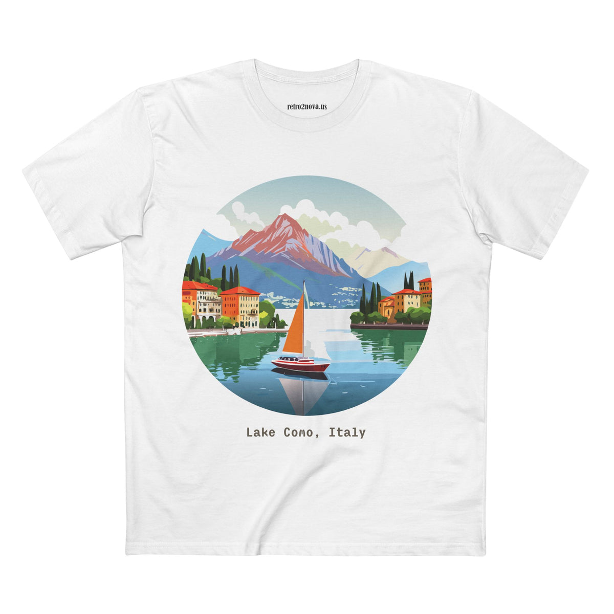 Lake Como Italy illustration T-Shirt | Scenic Travel Italy Tee