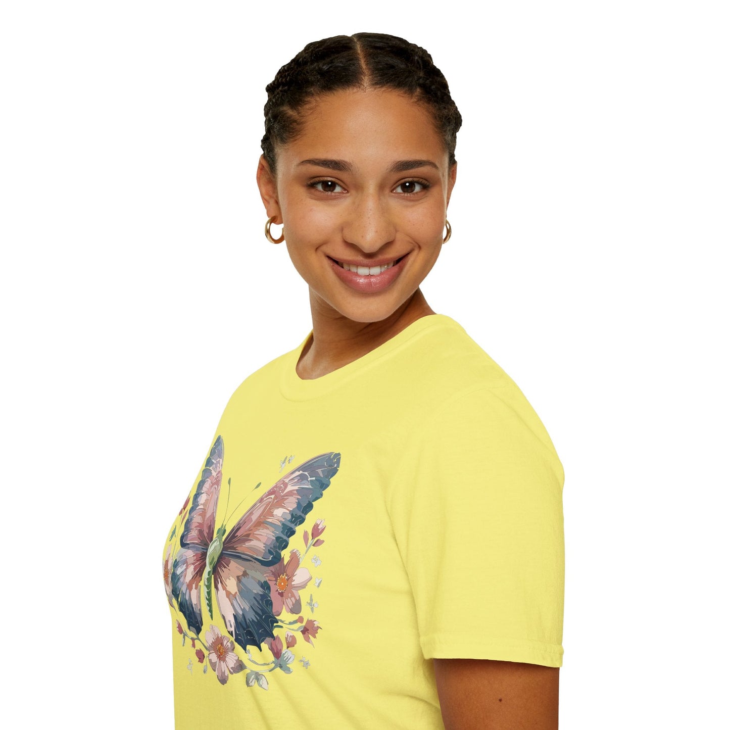 Butterfly Print T Shirt Monarch Unisex Gildan Softstyle 64000 Cotton Tee For Everyday Comfort
