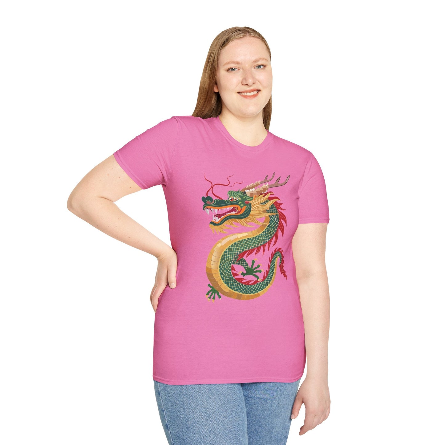 Dragon Graphic Unisex Cotton Softstyle Art Design Tee With Animals 9
