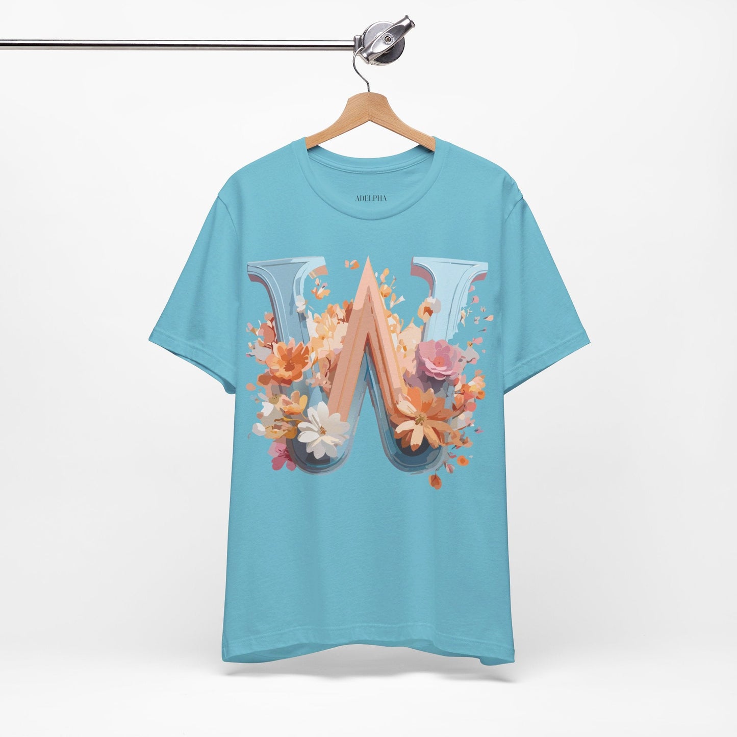 Letter W Shirt Unisex Graphic Tee Vintage Inspired Adelpha Art Design Short Sleeve