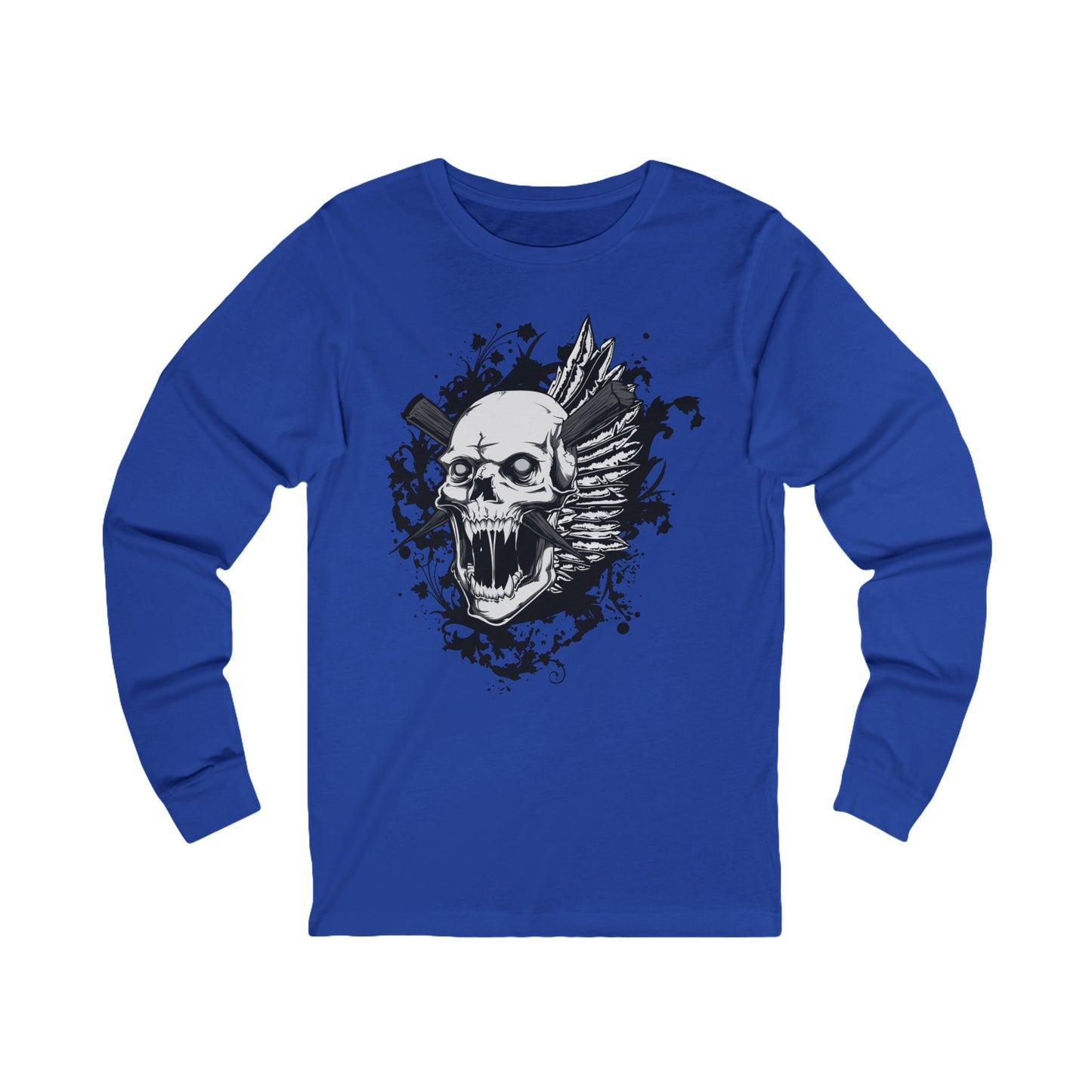 Creepy7 Unisex Skull Long Sleeve Tee, Skull Jersey Shirt, Skeleton T-Shirts with Long Sleeves, Skeleton Art Design Tees