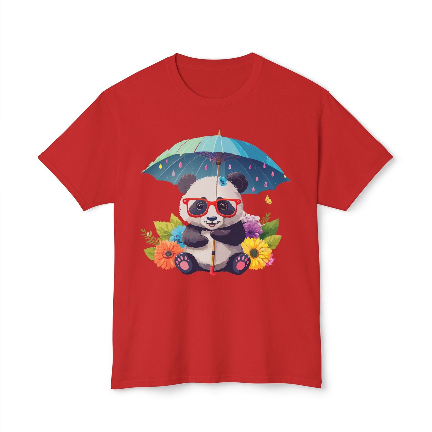 Panda Art T Shirt Unisex HD Cotton Tee With Floral Print Panda Design USA Printed Now