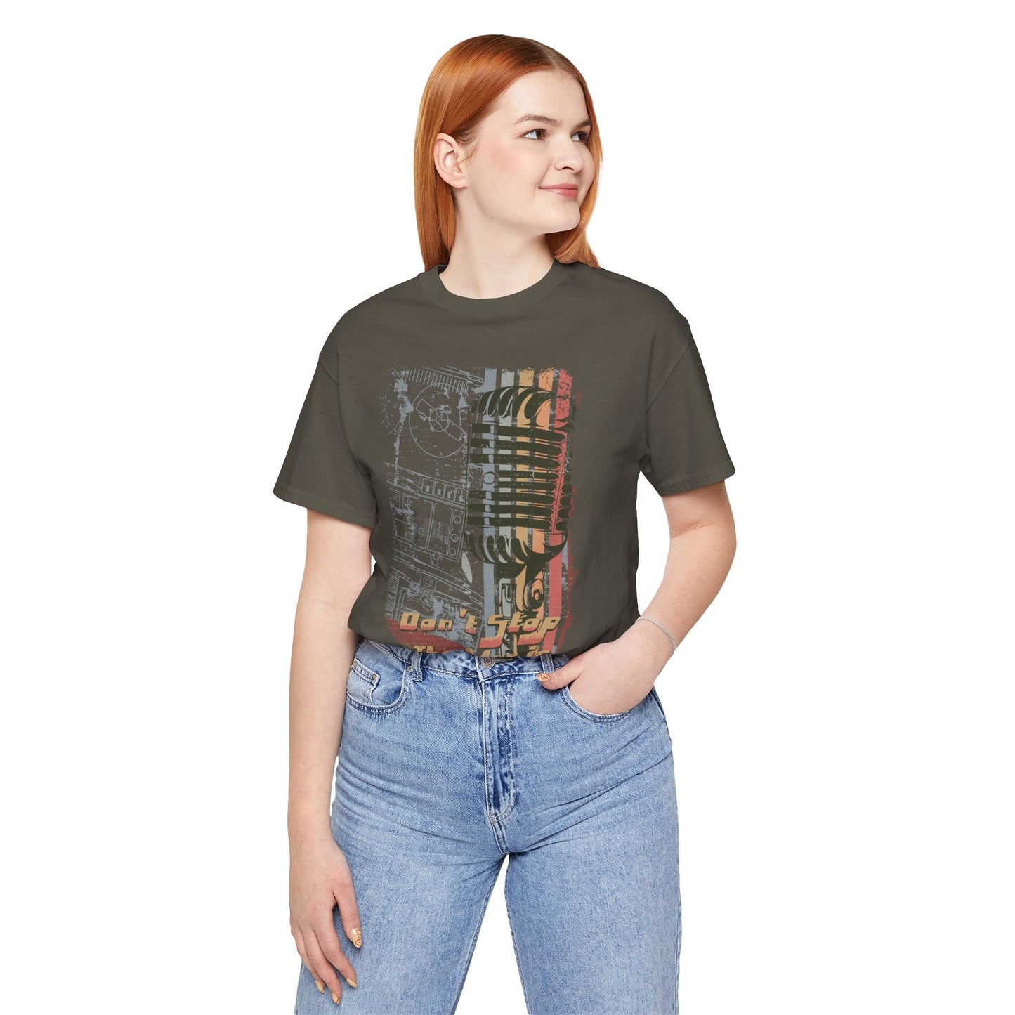 Retro Microphone Graphic Unisex Cotton T-Shirt r9