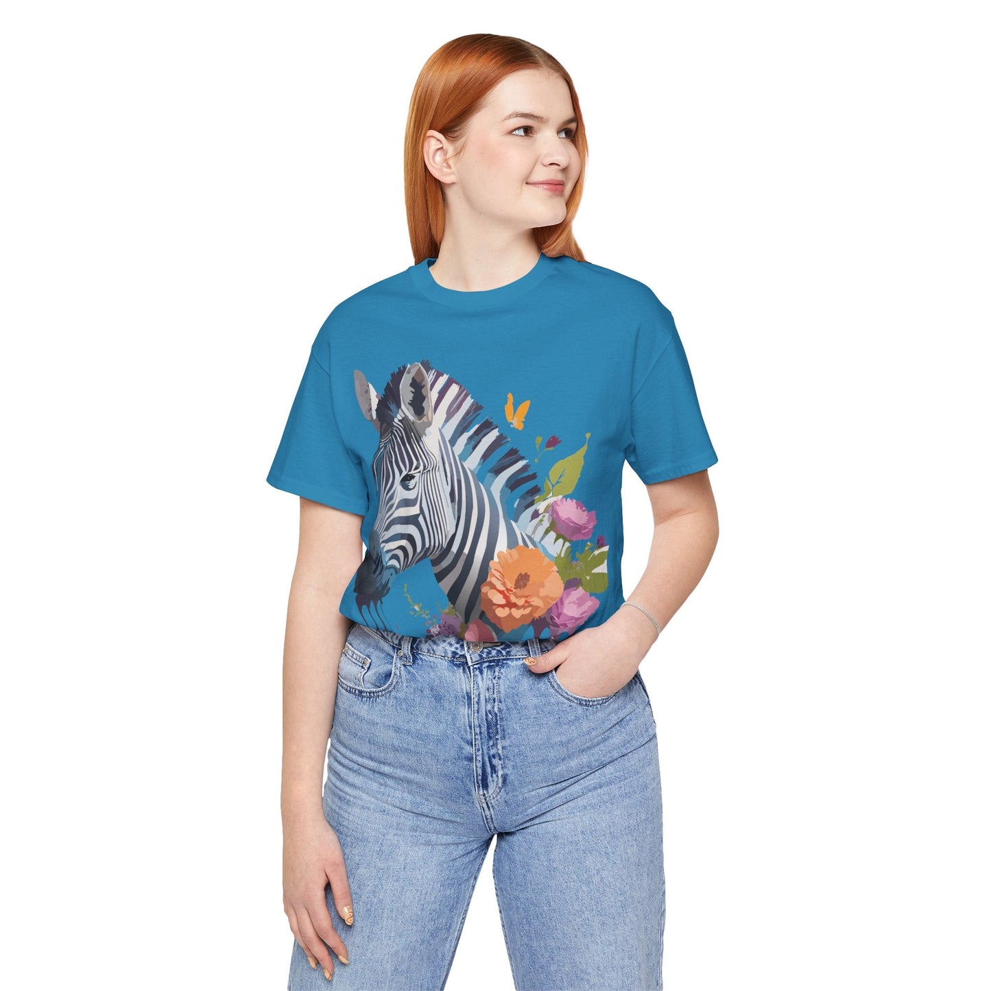 Unisex Zebra Graphic Tee Featuring Adelpha Artwork Vintage Inspired Short Sleeve Shirt