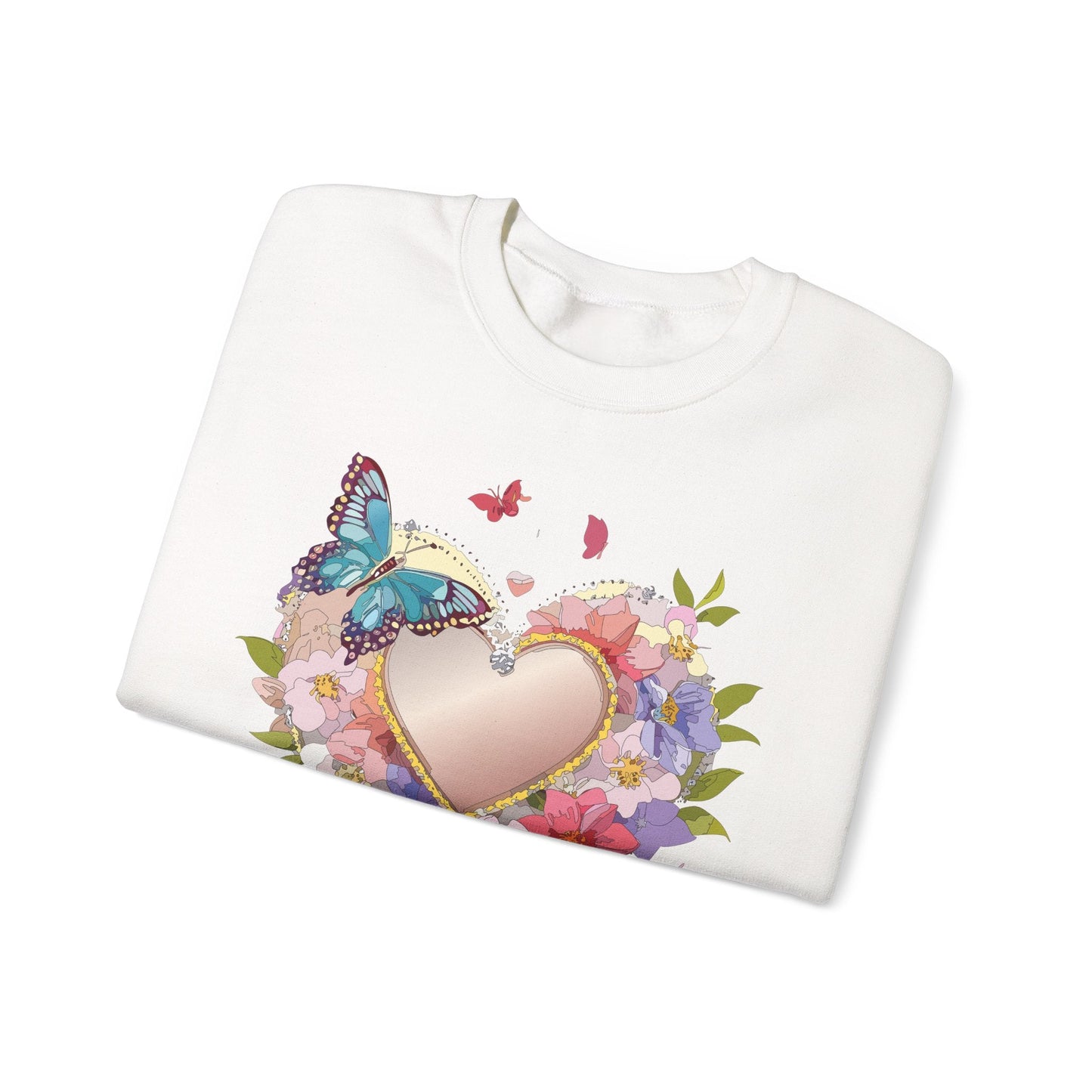 Unisex Floral Heart Sweatshirt Floral Love Sweatshirt Valentines Day Sweatshirt Heart Floral Design
