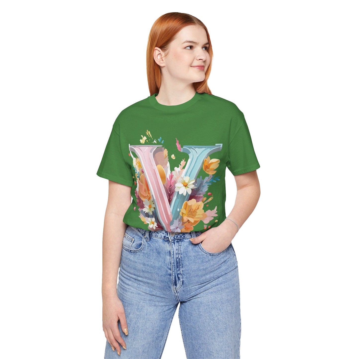 Letter V Shirt Graphic Tee Unisex Jersey Short Sleeve Vintage Inspired Artwork Adelpha