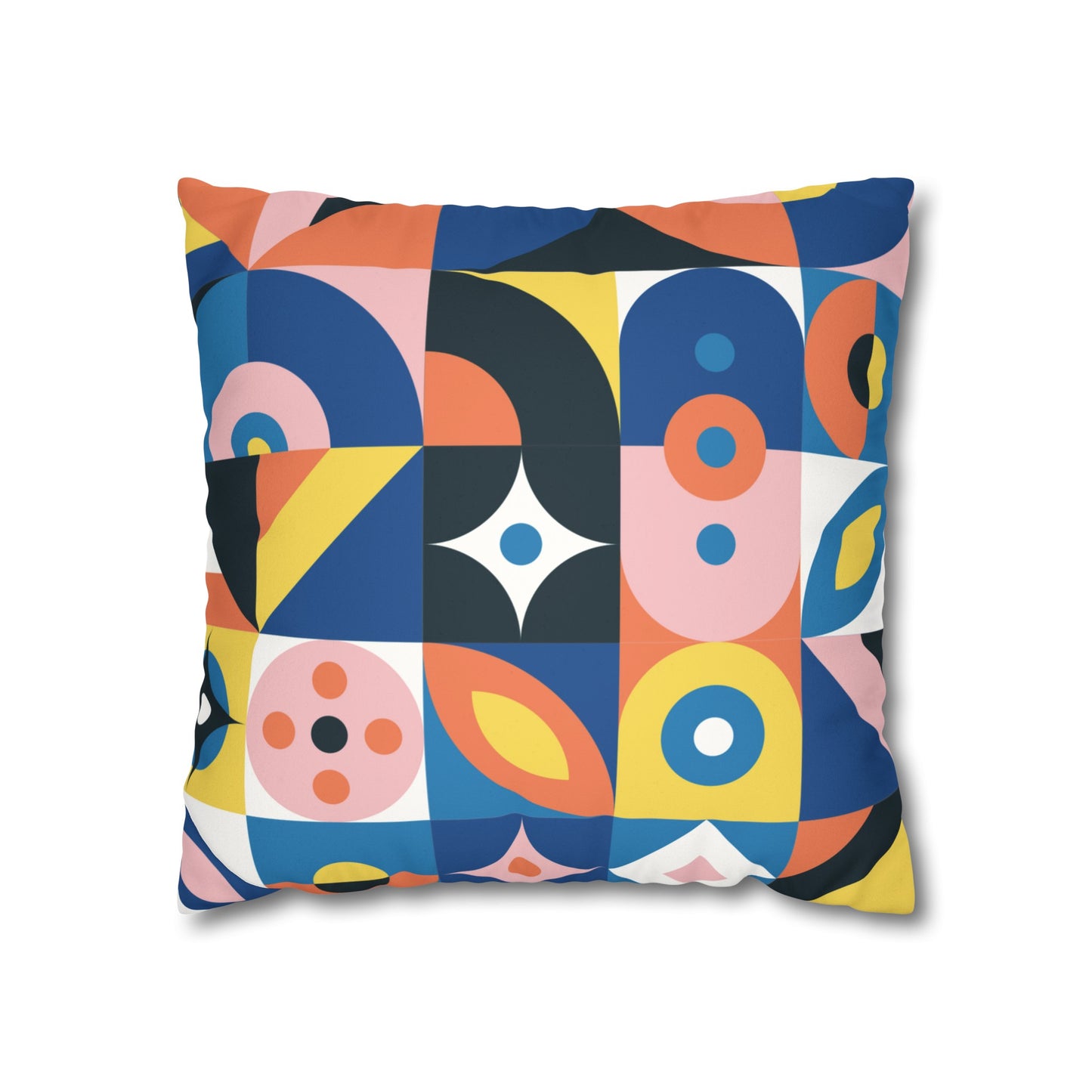 Faux Suede Pillowcase with Abstract print