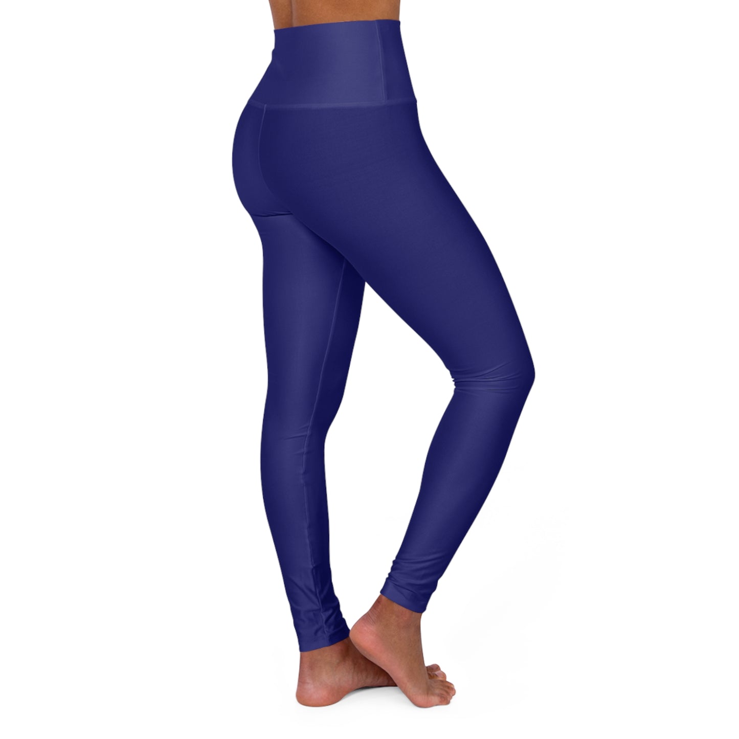 High-Waist Midnight Blue Yoga Leggings Women's Seamless Poly-Span Solid Navy Athletic Leggings for Workout