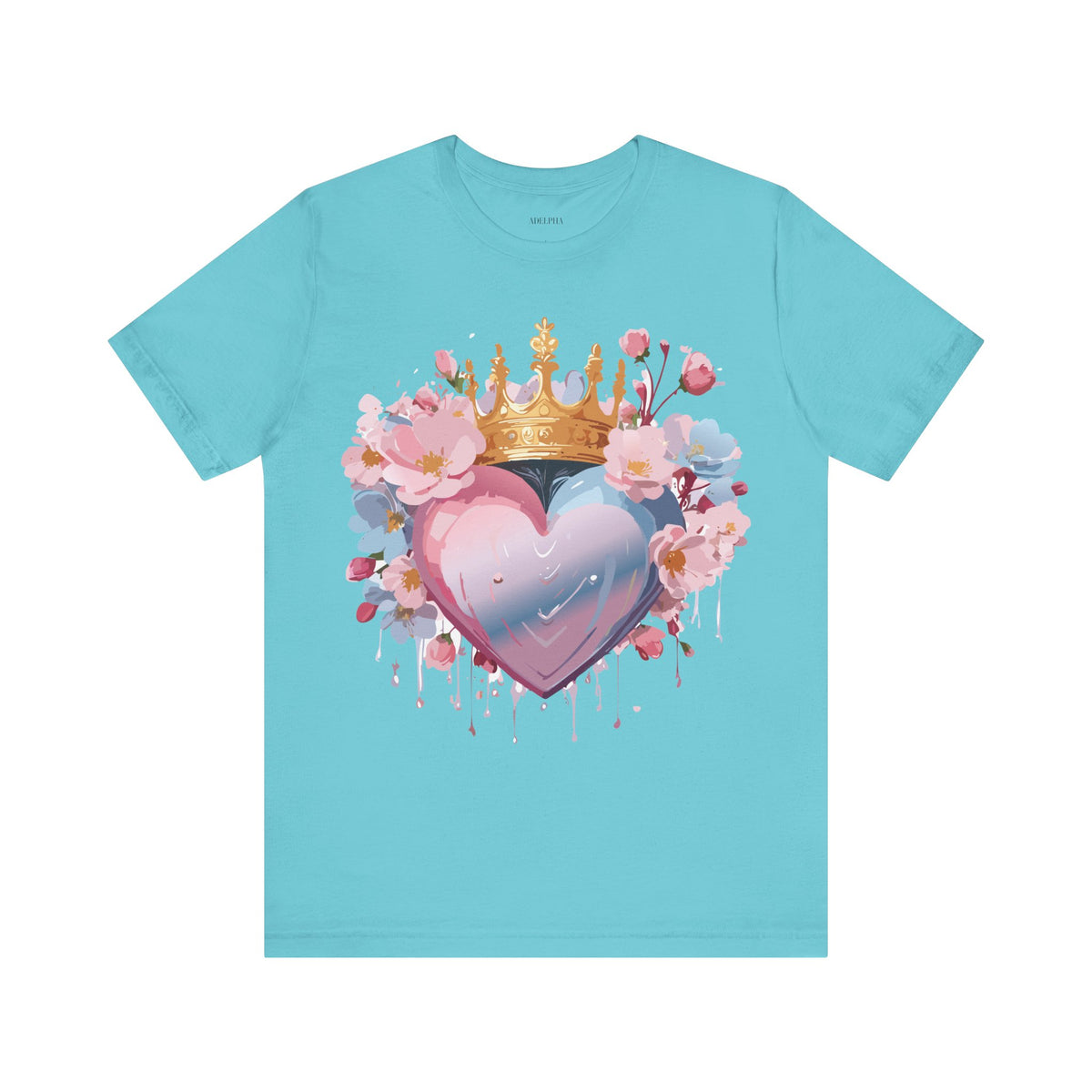 Valentine's Day Graphic Unisex Cotton Bella+Canvas Tee with Floral Art Design d131