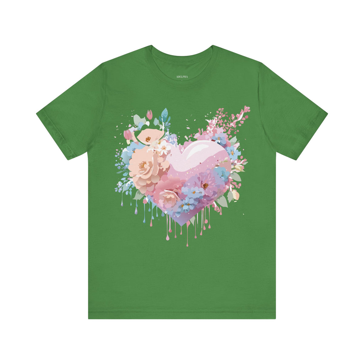 Valentine's Day Graphic Unisex Cotton Bella+Canvas Tee with Floral Art Design d116