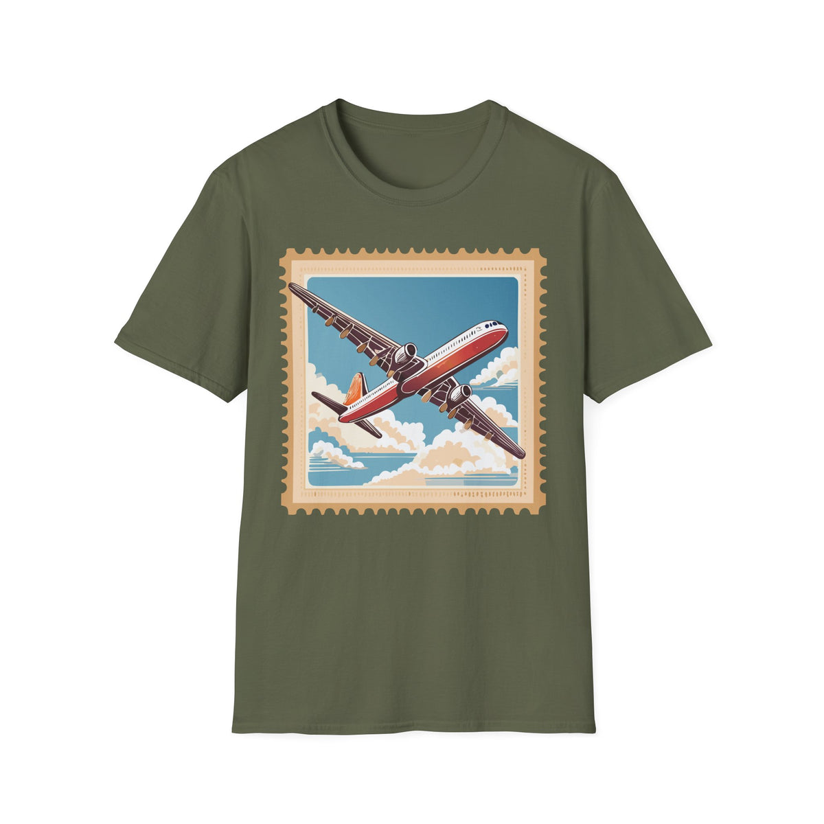Vintage Airplane Stamp T-Shirt | Retro Travel Poster Tee