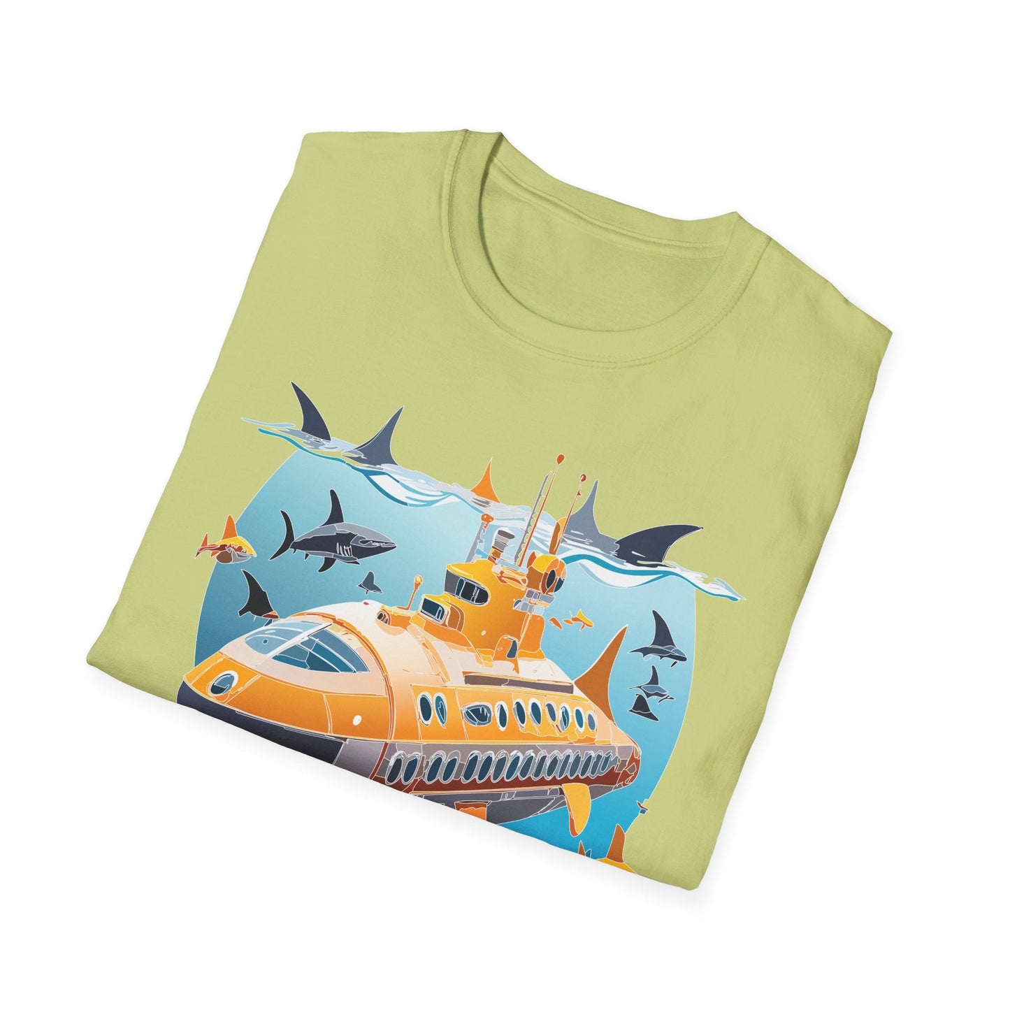 Ocean Themed Unisex Gildan Softstyle 64000 Short Sleeve T Shirt With Ocean Art Design