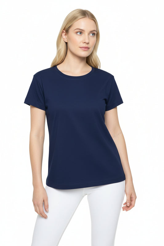 Twilight Indigo Blue Solid Color Print Women's Sports Jersey Short Sleeves Poly Athletic Tee