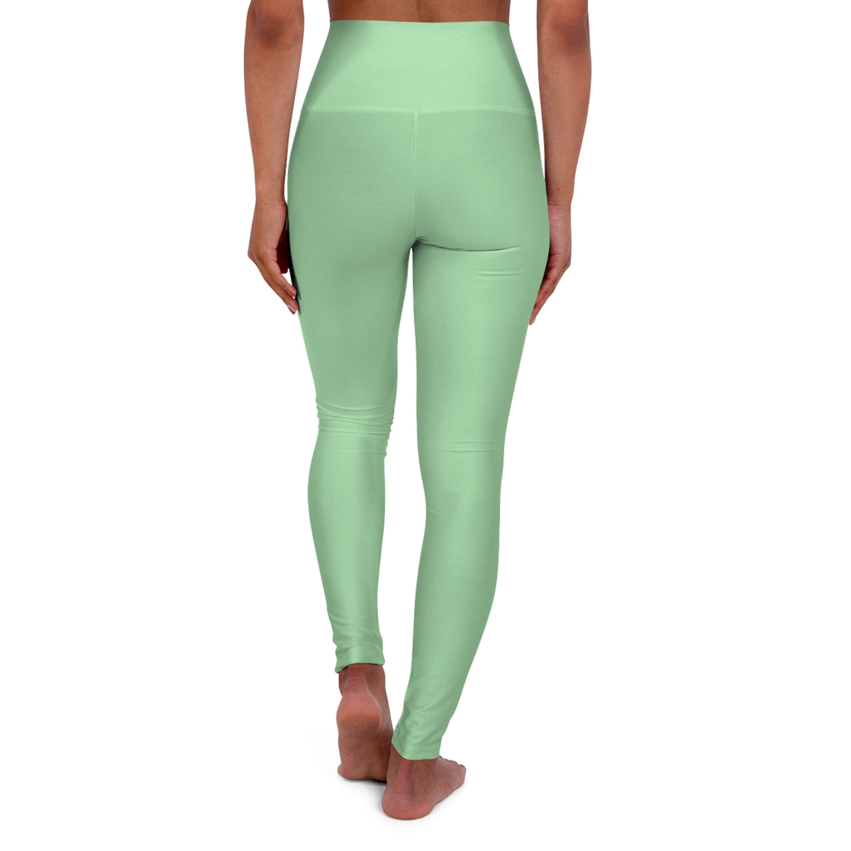 Celadon Green Color High-Waist Yoga Leggings Women's Seamless Poly-Span Stretchy Pants XS-2XL