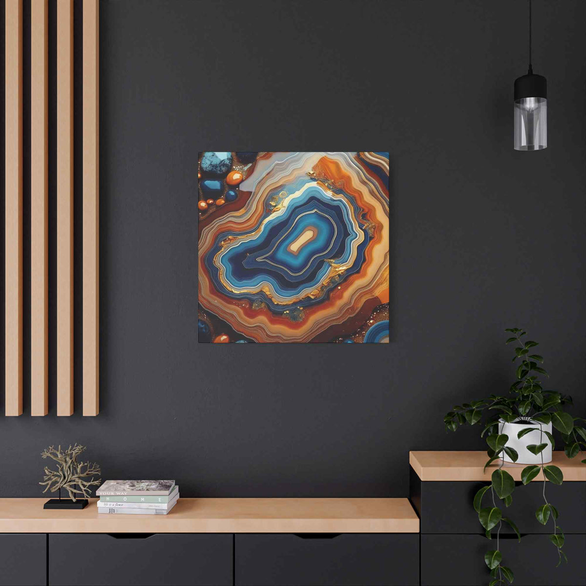 Agate Stone Graphic Print Canvas, Oil Paint Print 20x20, 24x24, 30x30, 32x32, 36x36 Canvas Pine-Wood Inner Frame MC-189