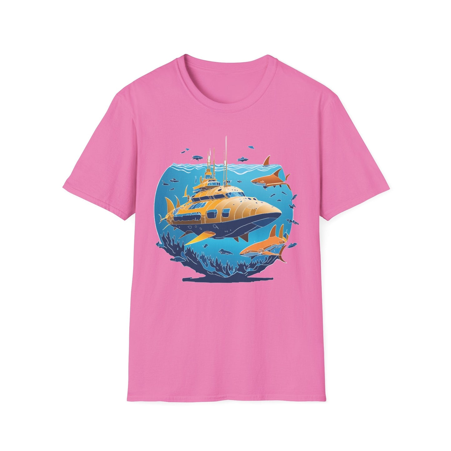 Ocean T Shirt Unisex Gildan Softstyle 64000 100 Percent Cotton Ring Spun U Boat Design Graphic