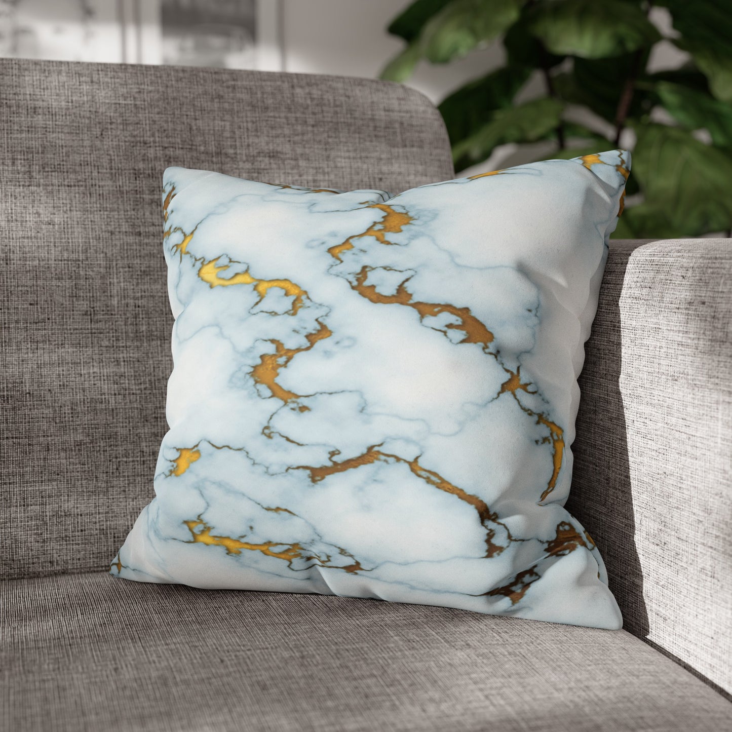 Faux Suede Pillowcase with Abstract print