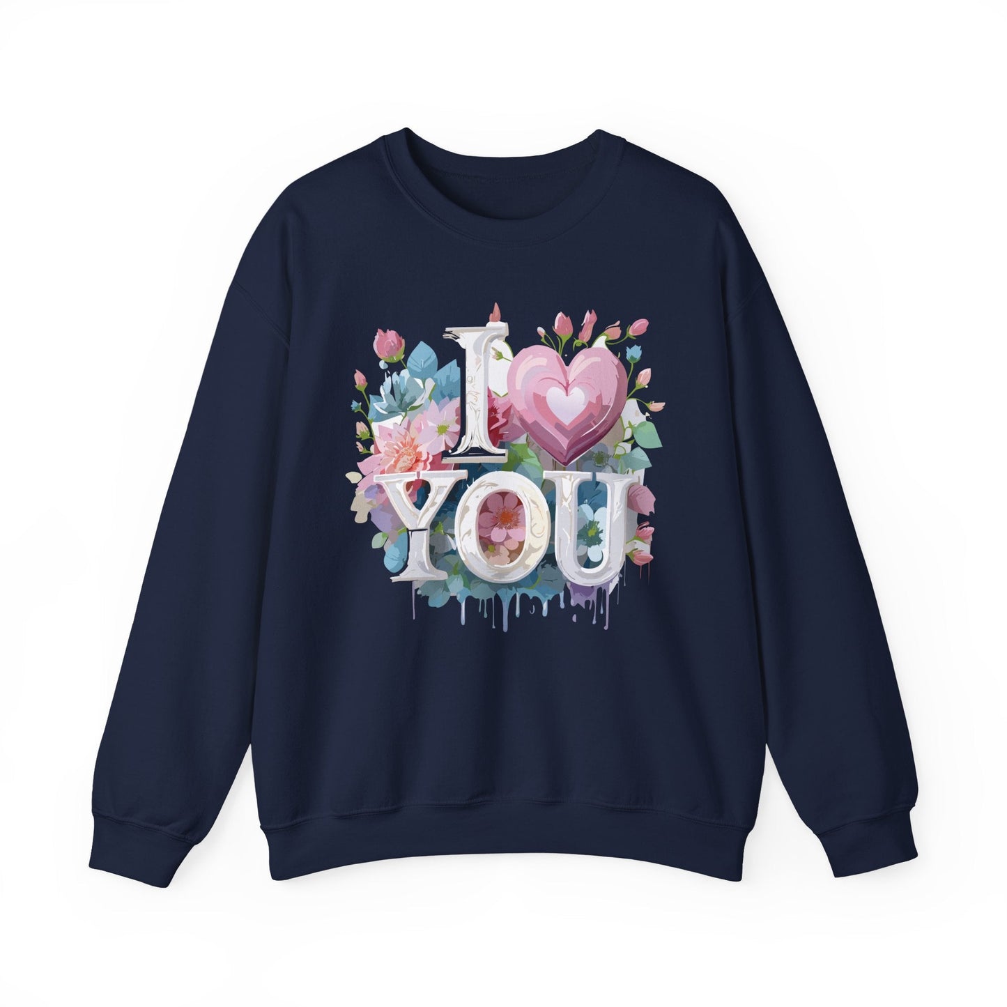 Floral Love Sweatshirt Unisex Valentine Day Flower Print Crewneck Gildan 18000 Cozy