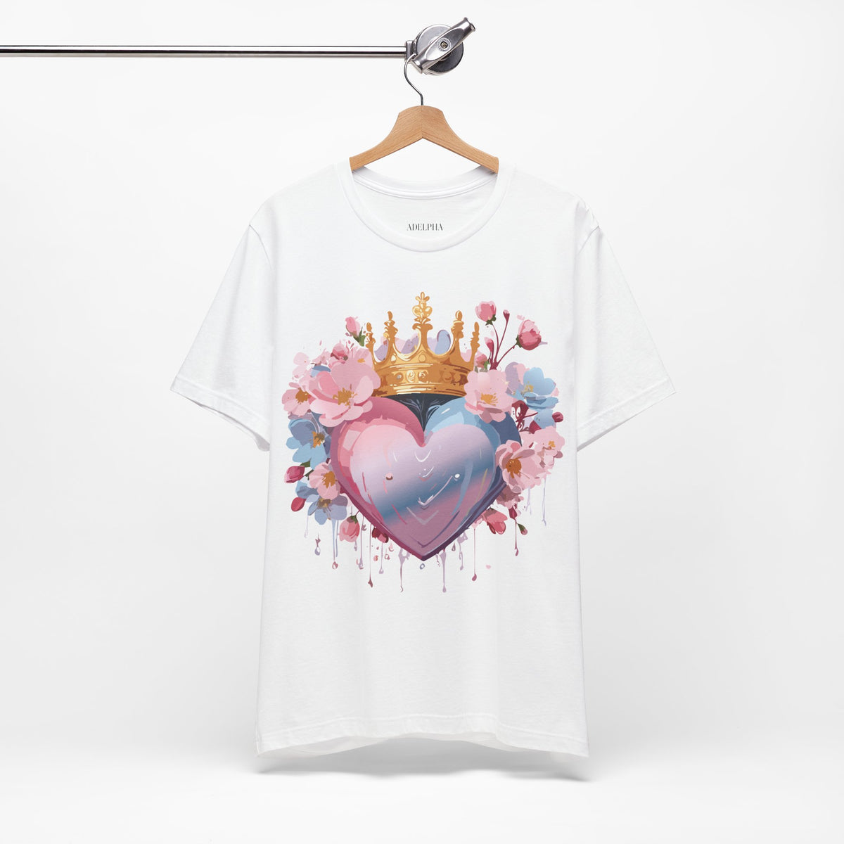 Valentine's Day Graphic Unisex Cotton Bella+Canvas Tee with Floral Art Design d131