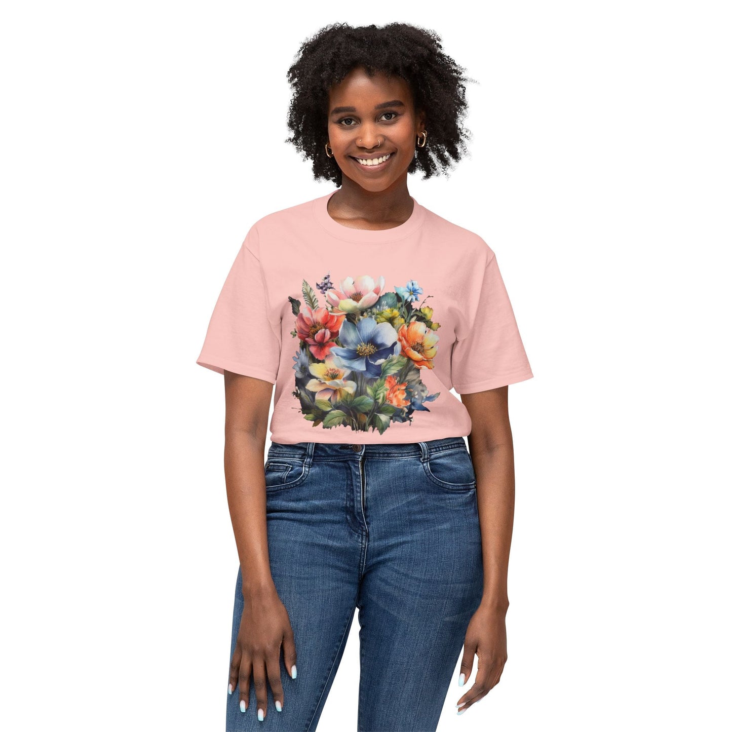Unisex Floral T Shirt With Vintage Flower Art Print Premium Cotton Tee Soft Breathable Everyday Wear