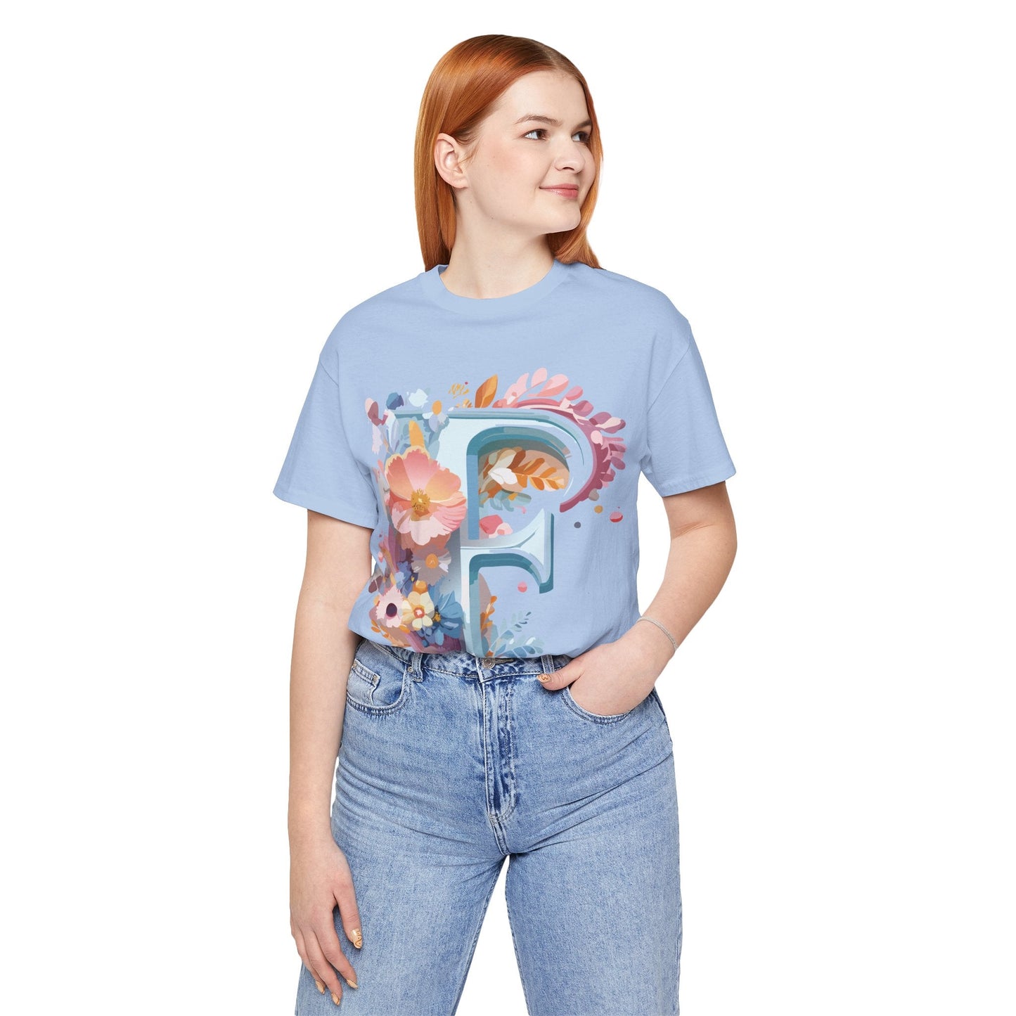 Letter F Shirt Unisex Graphic Tee Jersey Short Sleeve by Adelpha Vintage Inspired Art Design