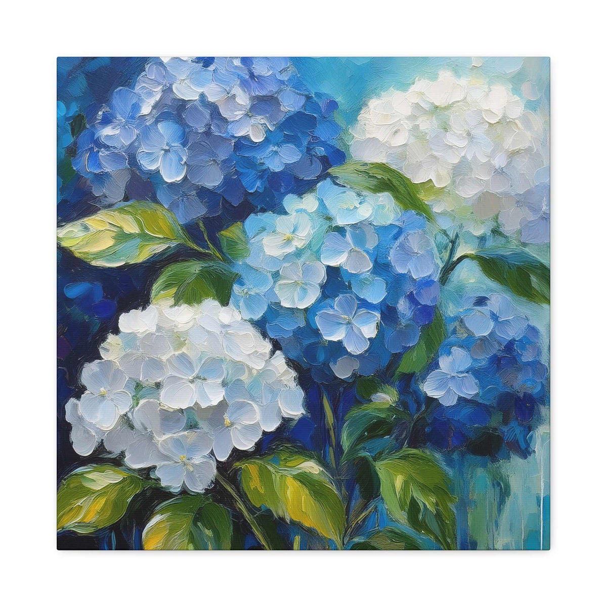 Hydrangeas Print Canvas, Flowers Oil Paint Print 20x20, 24x24, 30x30, 32x32, 36x36, Floral Art Design Print Non-Frame MC-32