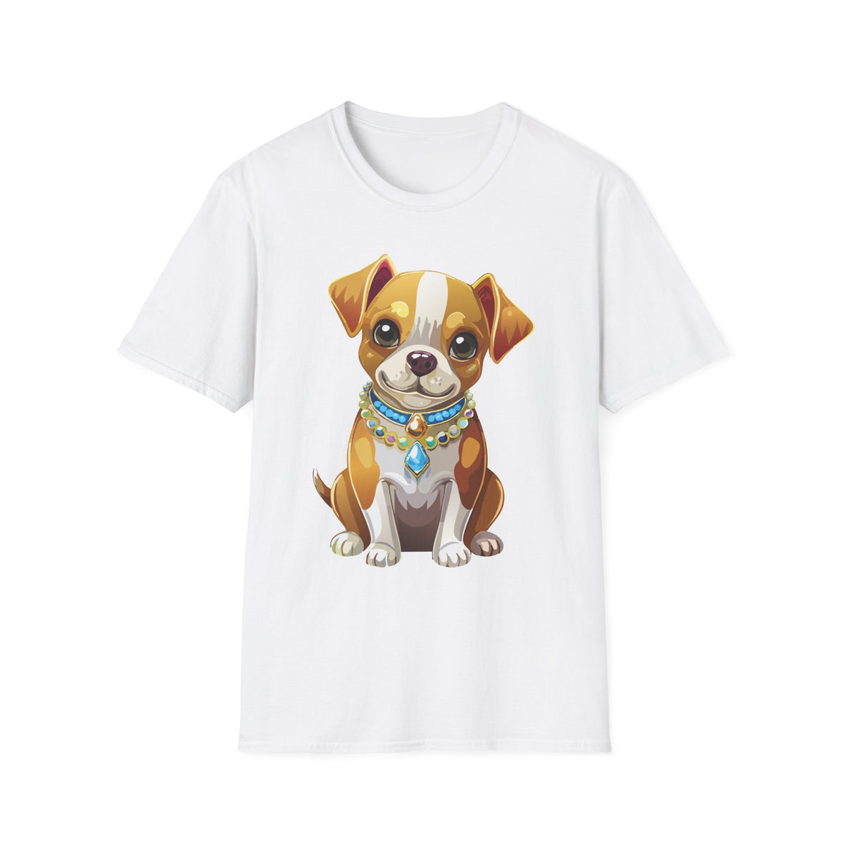Cute Brown Puppy Illustration T-Shirt | Cartoon Dog Portrait, Pet Lover Tee