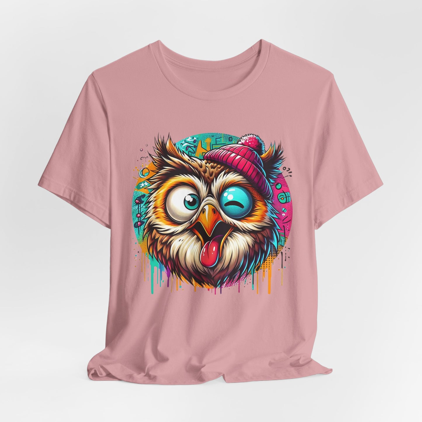 Colorful Owl Graphic Tee, Fun Owl Shirt, Funny Bird Shirt, Cute Cartoon Tees, Animal T-Shirt, Animal Tees, Art Design T-Shirt