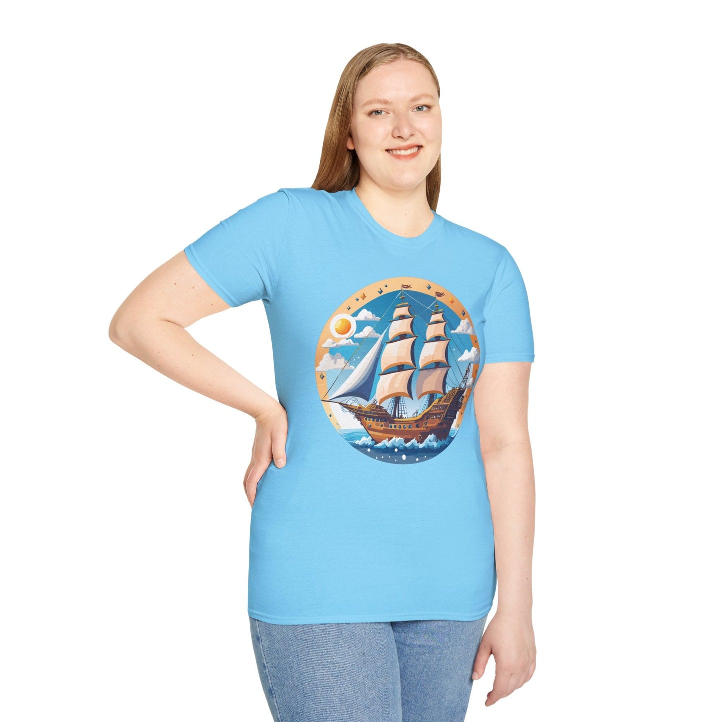 Unisex Nautical Frigate Ship T Shirt Vessel Tee Gildan Softstyle 64000 100 Percent Ring Spun Cotton