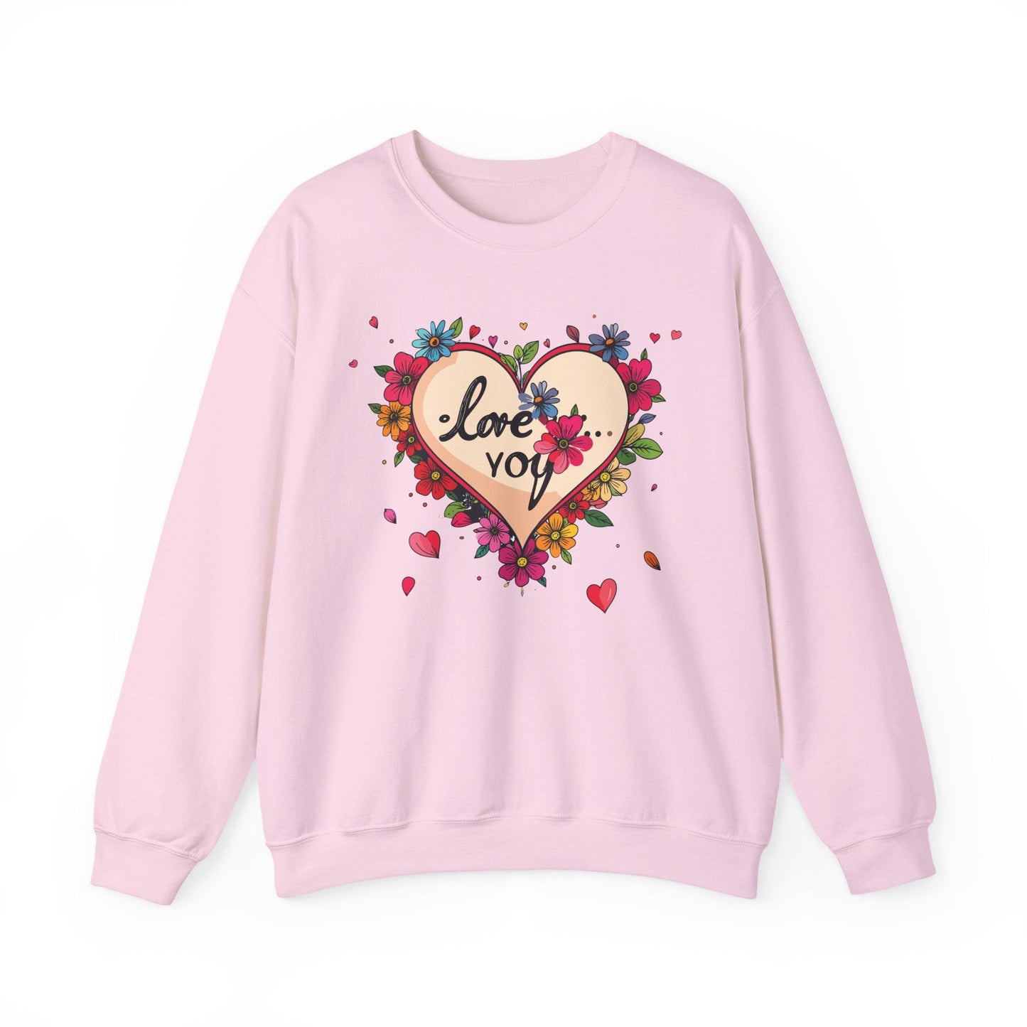 Floral Heart Love Sweatshirt Floral Heart Valentines Day Unisex Crewneck Fifty Fifty Cotton Polyester
