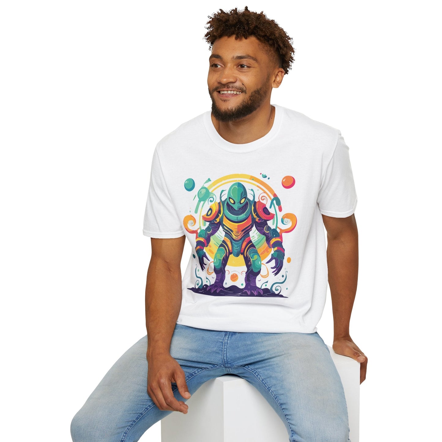 Cosmos Alien T Shirt Unisex Softstyle 64000 with Art Design Durable Comfort Artwork Tee