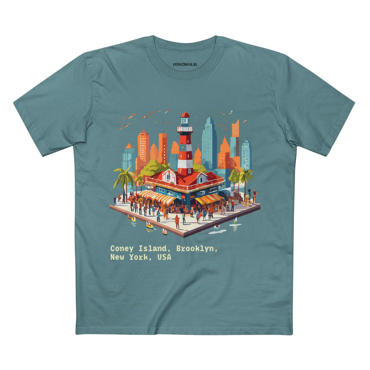 Coney Island Brooklyn New York Tee | Cityscape Lighthouse Illustration