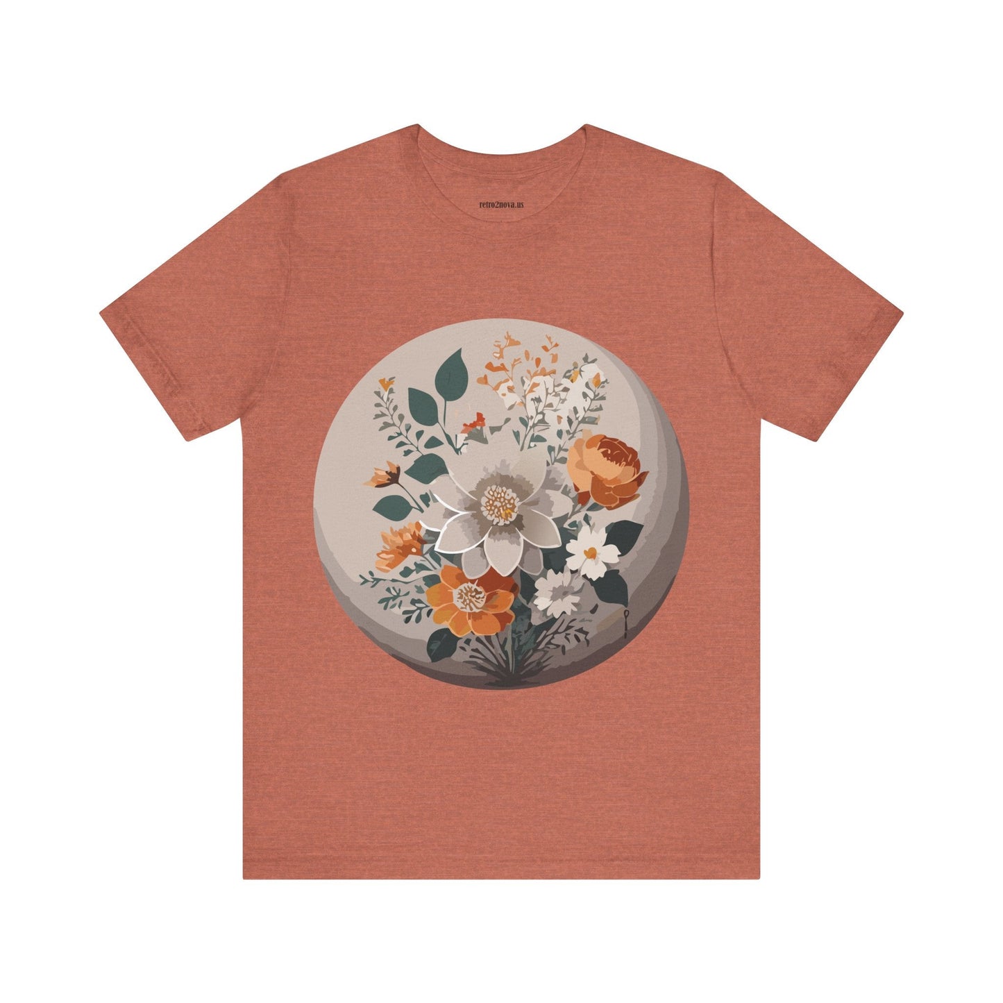 Retro2Nova Floral Shirt Unisex Short Sleeve Tee Lightweight Breathable Cotton Blend Jersey