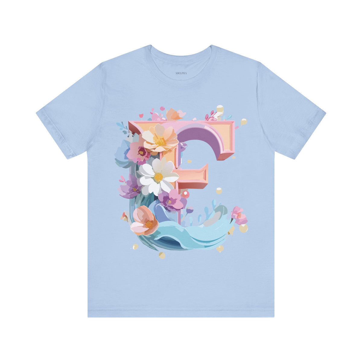 Letter E Graphic Unisex Cotton Bella+Canvas Tee with Art Letter Design