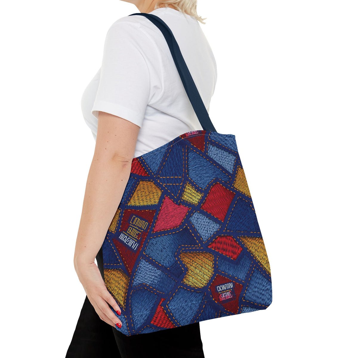 Denim Fabric Imitation Print Unisex Canvas Bag Poly Spun 3 Sizes Tote Bag 140