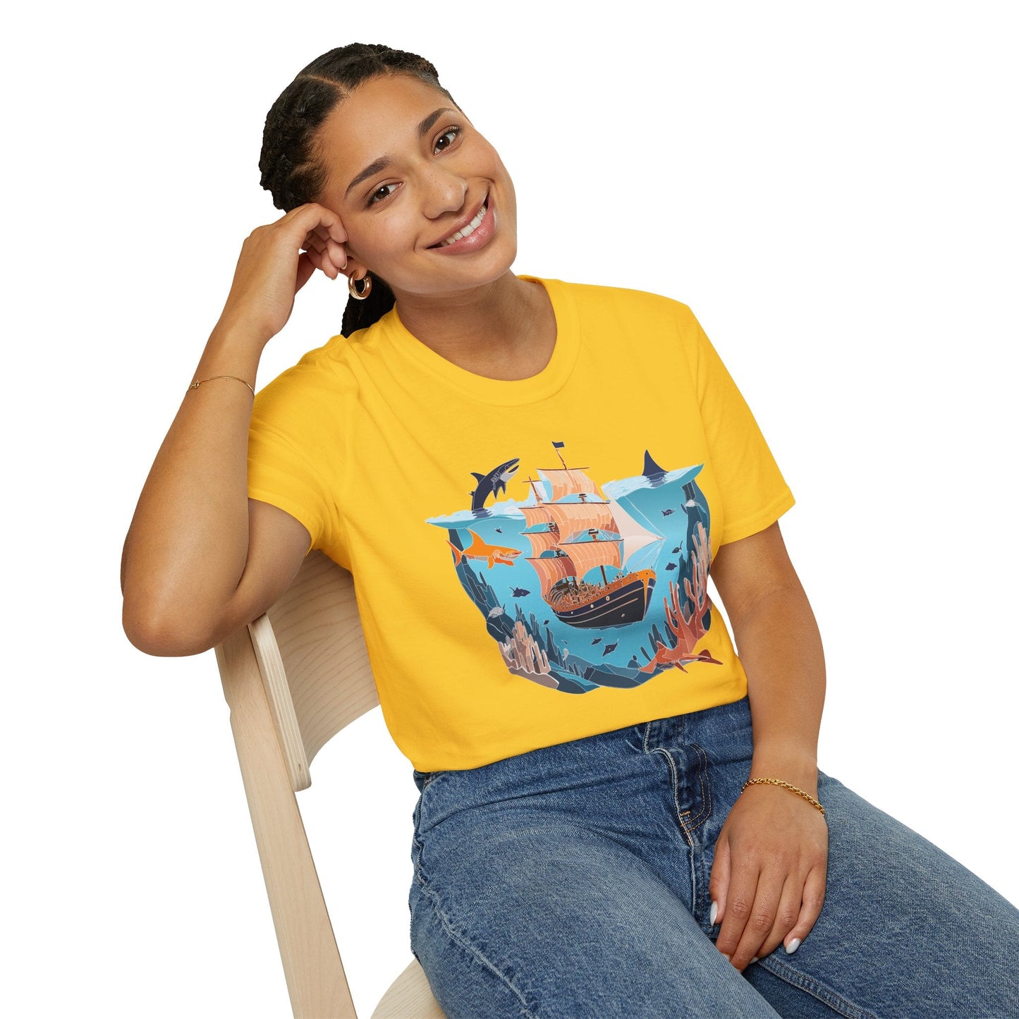 Ocean Graphic Unisex Softstyle Cotton Tee 17