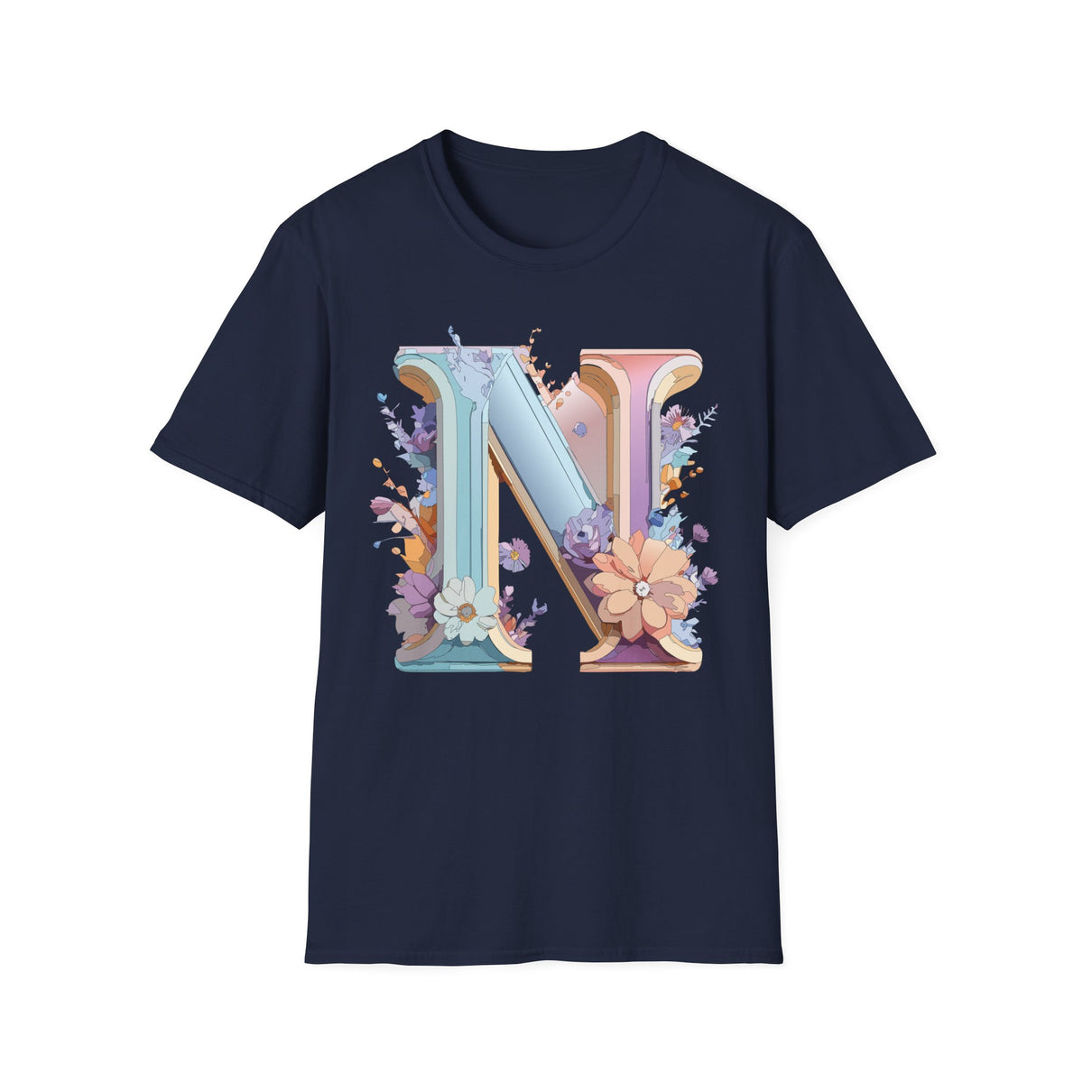 Floral Letter N T-Shirt | Monogram Initial N Tee