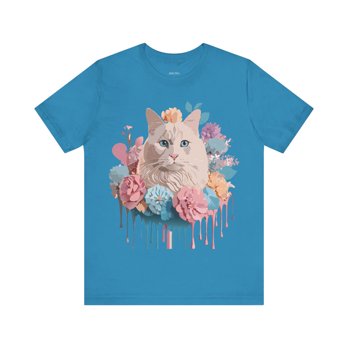 Cat Graphic Unisex Cotton Bella+Canvas Tee with Art Animal Design d02