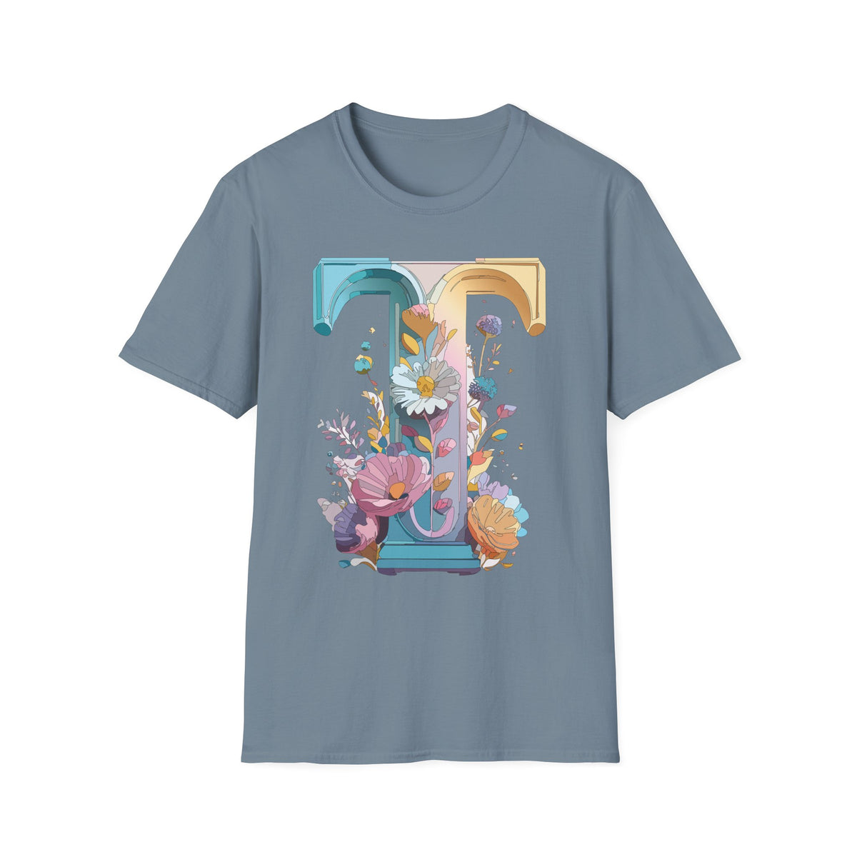 Floral Letter T Monogram T-Shirt | Botanical Initial Tee