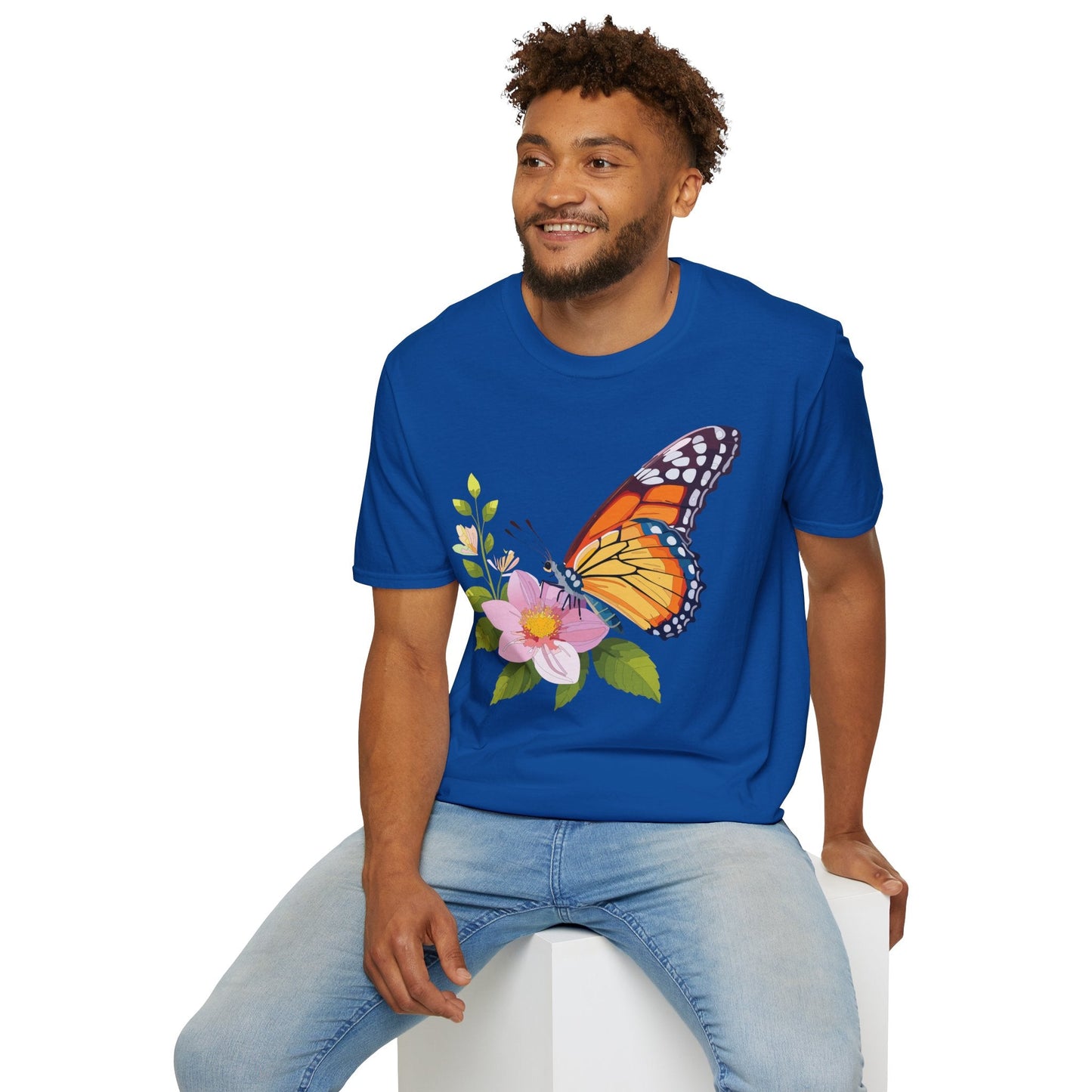 Butterfly T Shirt for Women and Men Monarch Print Softstyle Unisex Gildan 64000 Tee